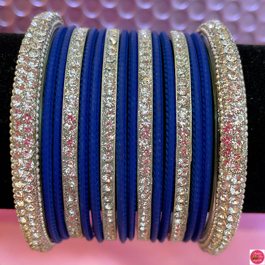 Silver/Blue Bangle Set